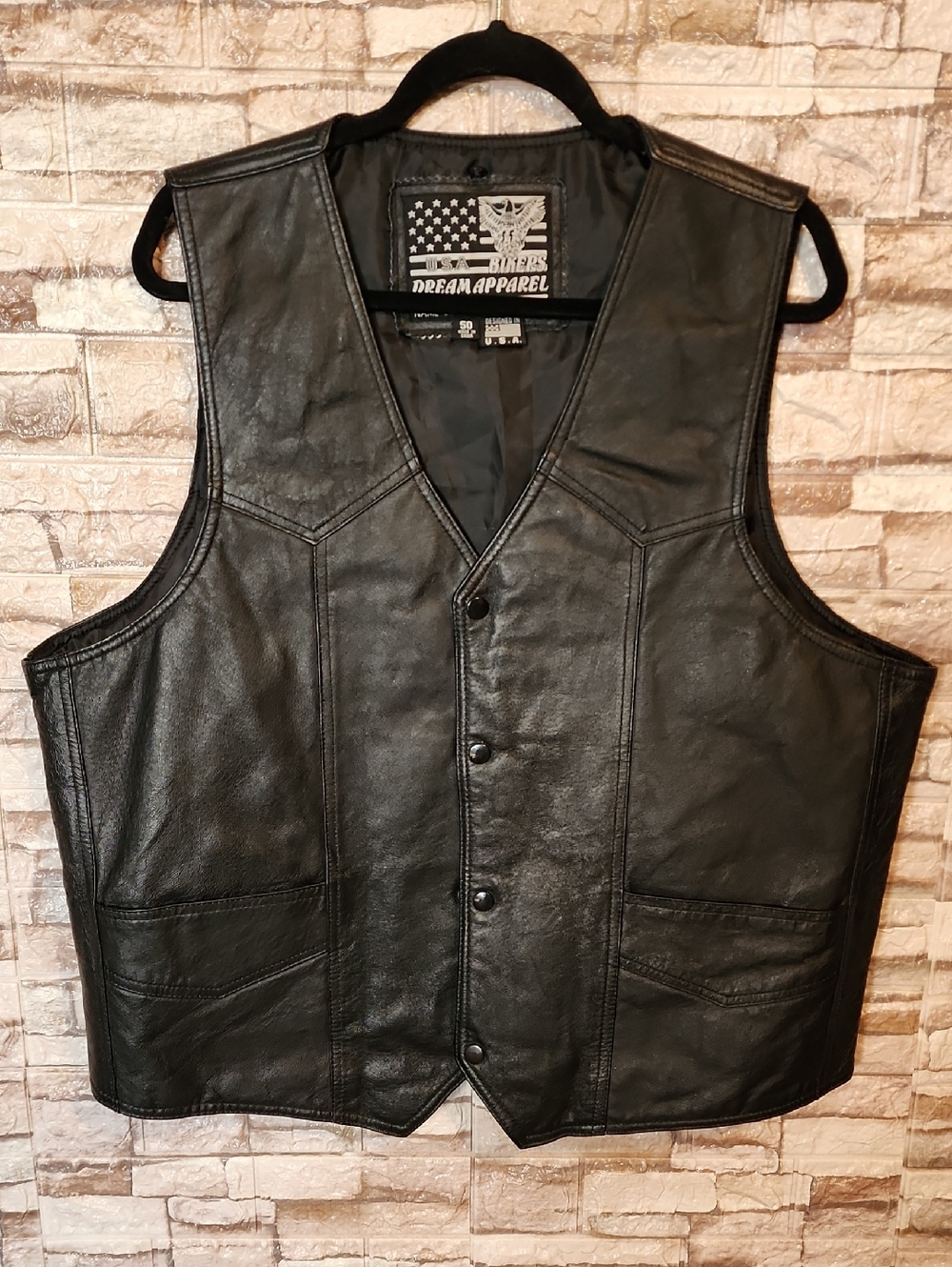 USA Dream Apparel Black Leather Vest